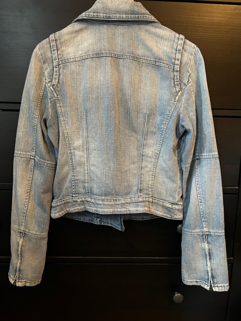 Light Wash Denim Moto Jacket - Picture 3 of 12